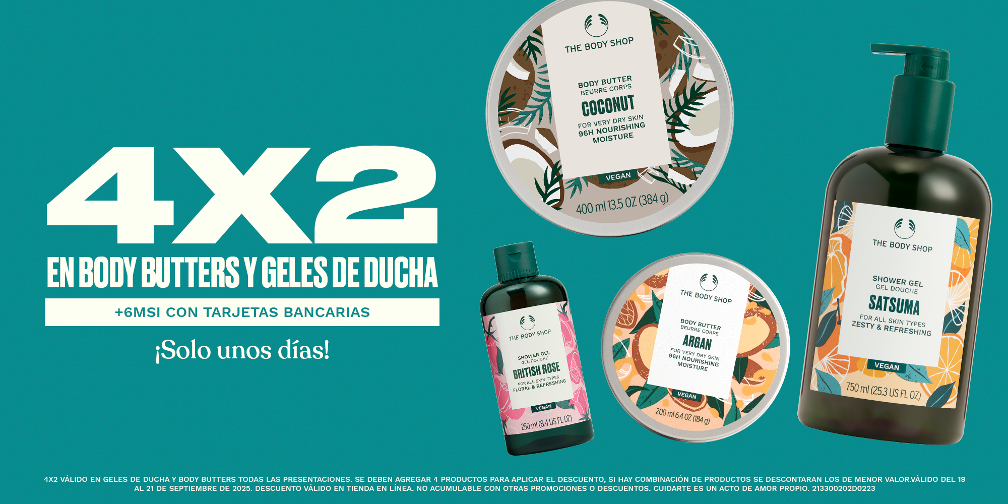 4X2 en Body Butters y Geles de Ducha