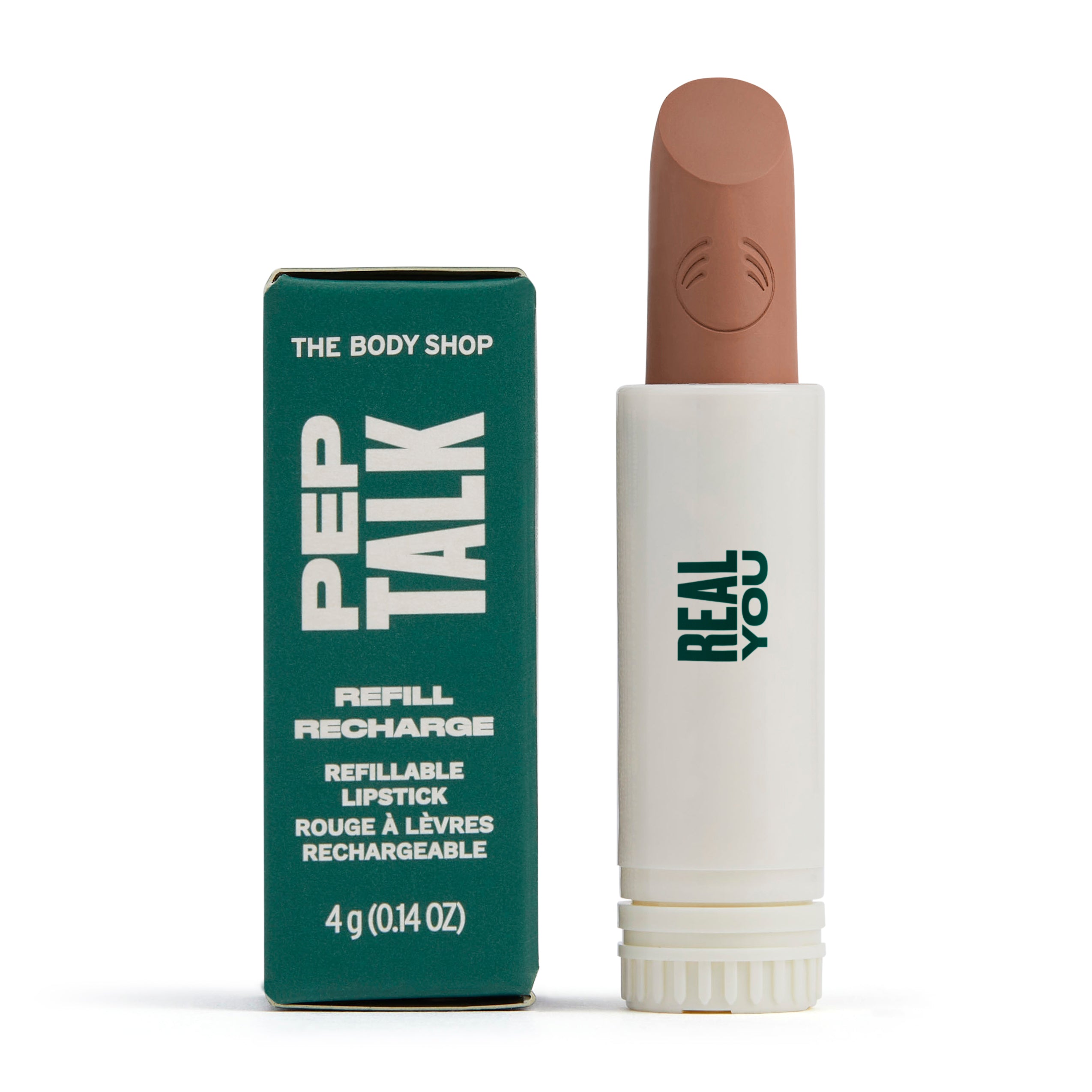 Imagen del proceso de aplicación del labial PepTalk en los labios, deslizando suavemente para un look natural