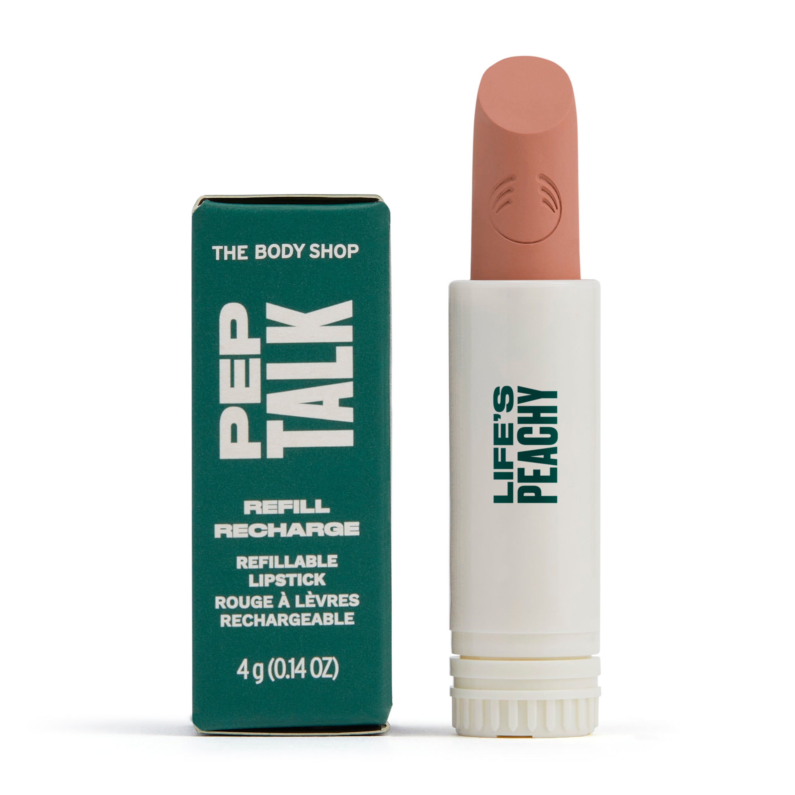 Recambio de labial PepTalk Life’s Peachy listo para insertar en el estuche, con fórmula hidratante