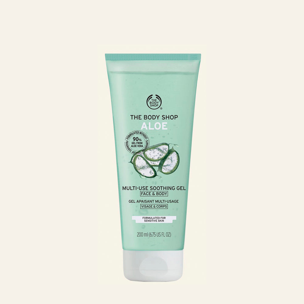Gel de Aloe Multipropósito, hidratante y calmante para rostro y cuerpo, con aloe vera orgánico de comercio justo, efecto refrescante, fórmula no grasa, ideal para piel sensible, probado dermatológicamente, en envase transparente