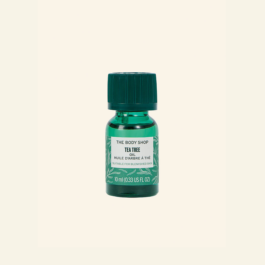 Aceite de Tea Tree de 10 ml, puro y efectivo, elaborado mediante destilación al vapor para tratar imperfecciones faciales, ideal para pieles grasas, vegano y con ingredientes naturales de comercio justo en las laderas del monte Kenia