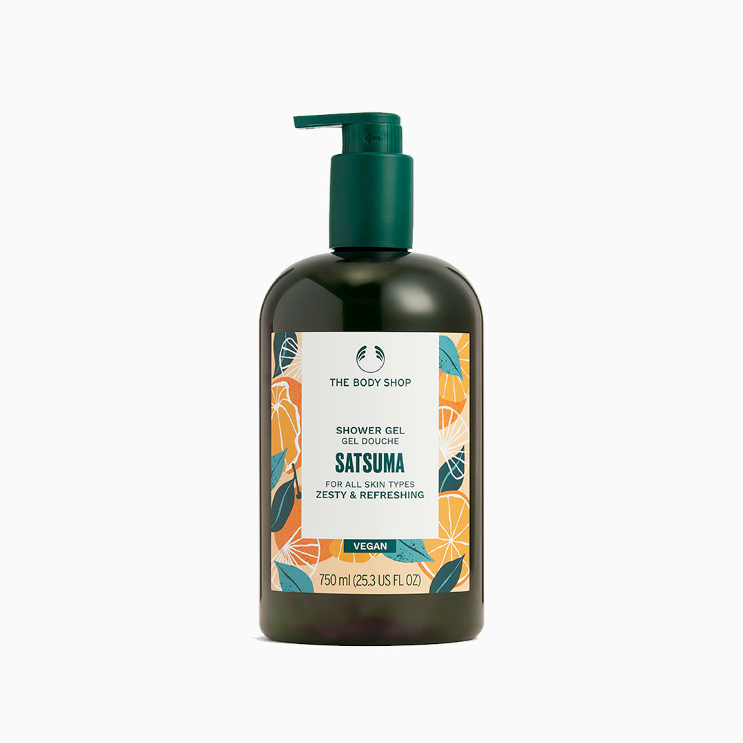 Gel de ducha de Mandarina y Aloe Vera en envase reciclado de 750 ml, con fragancia cítrica, espuma rica y suave, vegano, elaborado con ingredientes naturales, ideal para todo tipo de pieles, y con dosificador reciclable