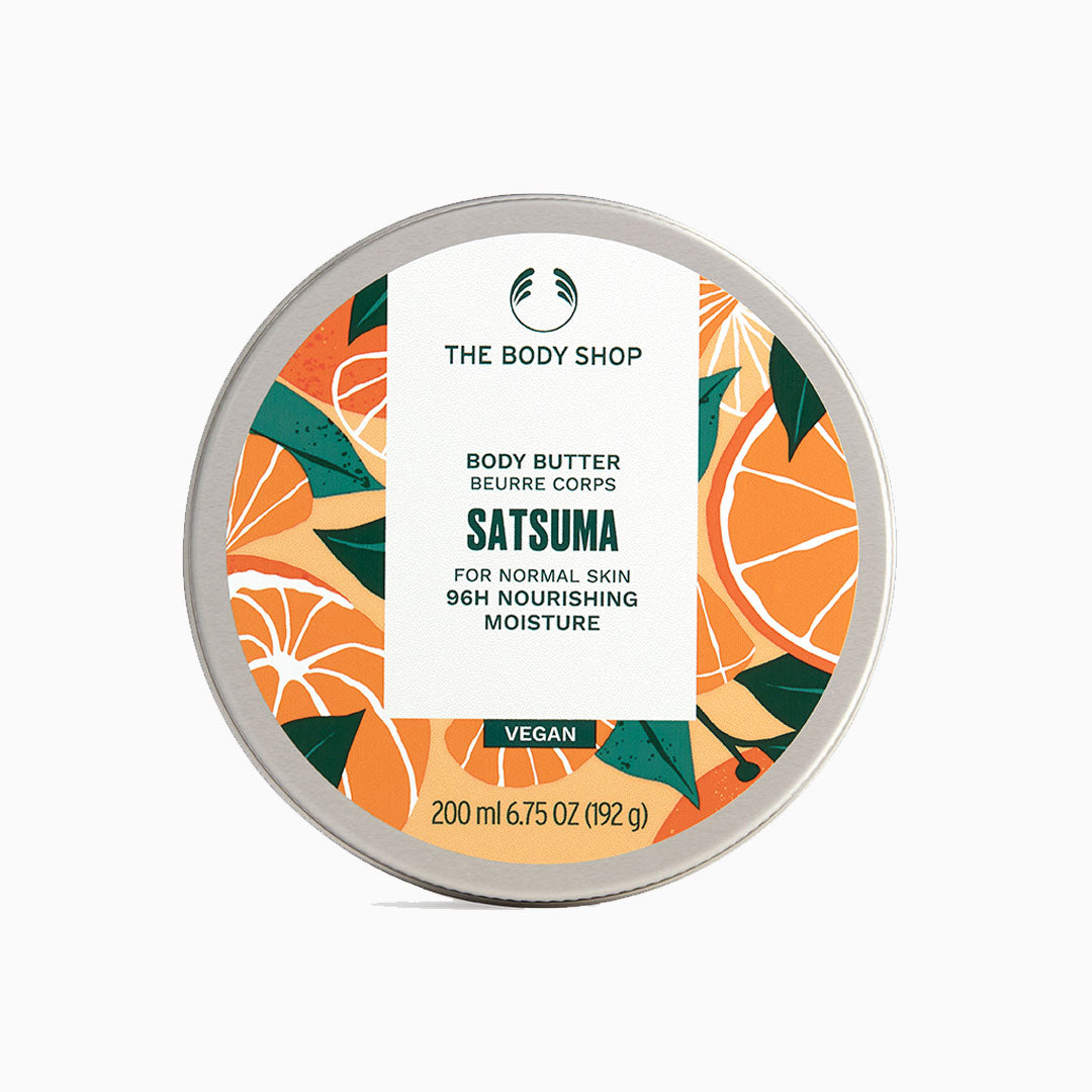 Manteca corporal Satsuma con textura cremosa y envase sostenible de plástico reciclado