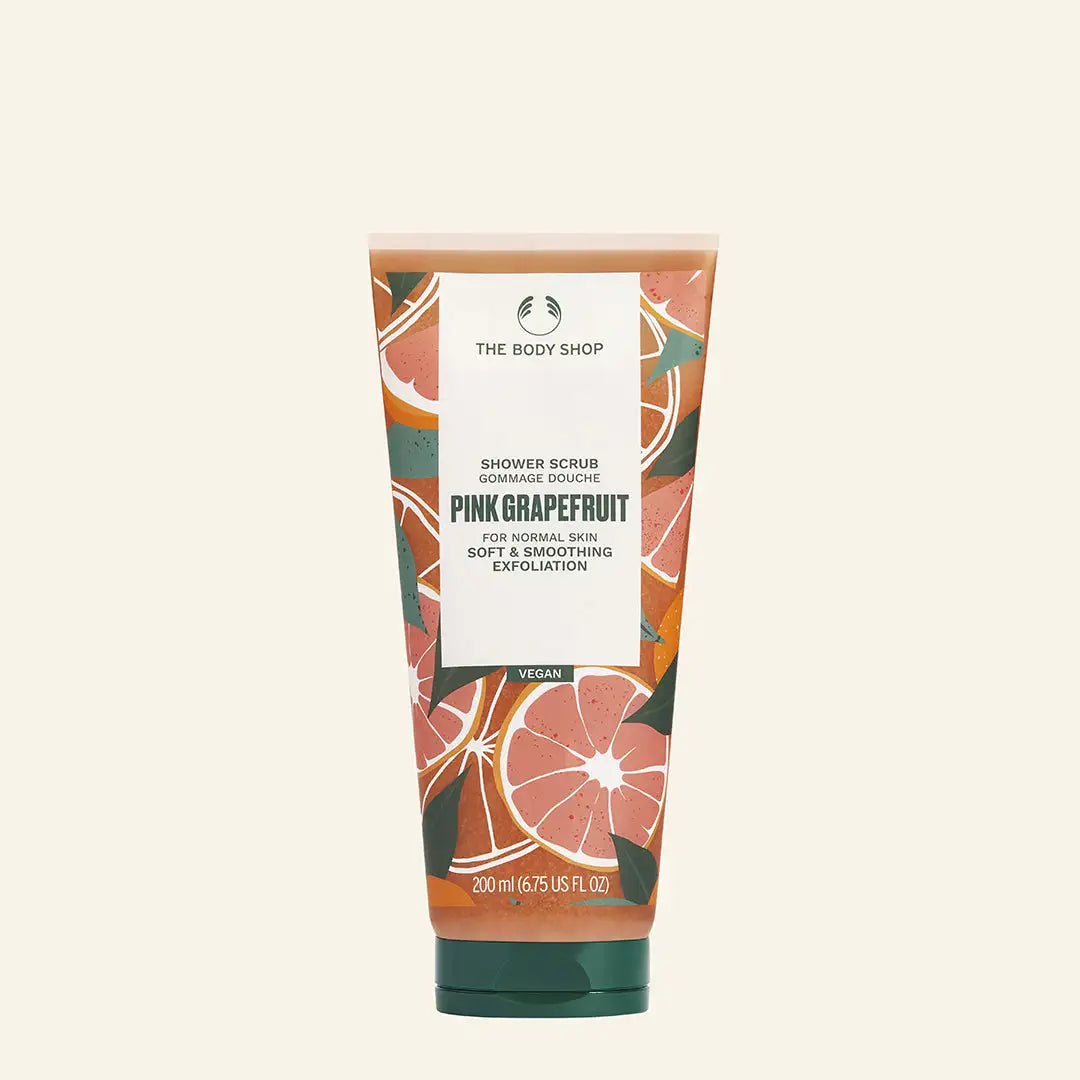 Exfoliante corporal de toronja rosa con ingredientes naturales y exfoliantes suaves
